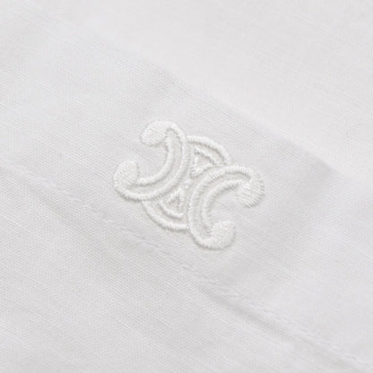 Celine Painter Shirt Dress Triomphe Embroidery White 34 — view 5
