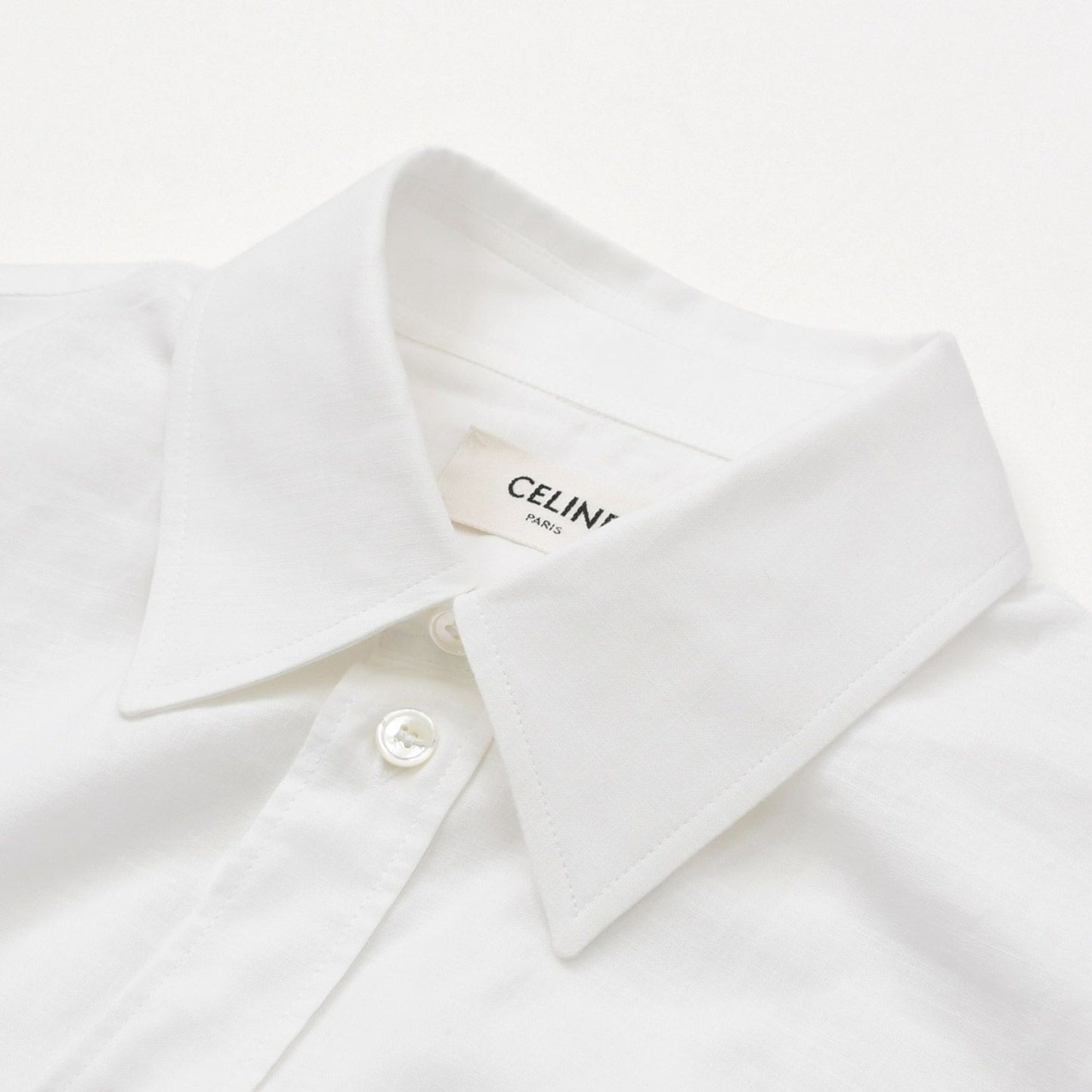 Celine Painter Shirt Dress Triomphe Embroidery White 34 — view 3