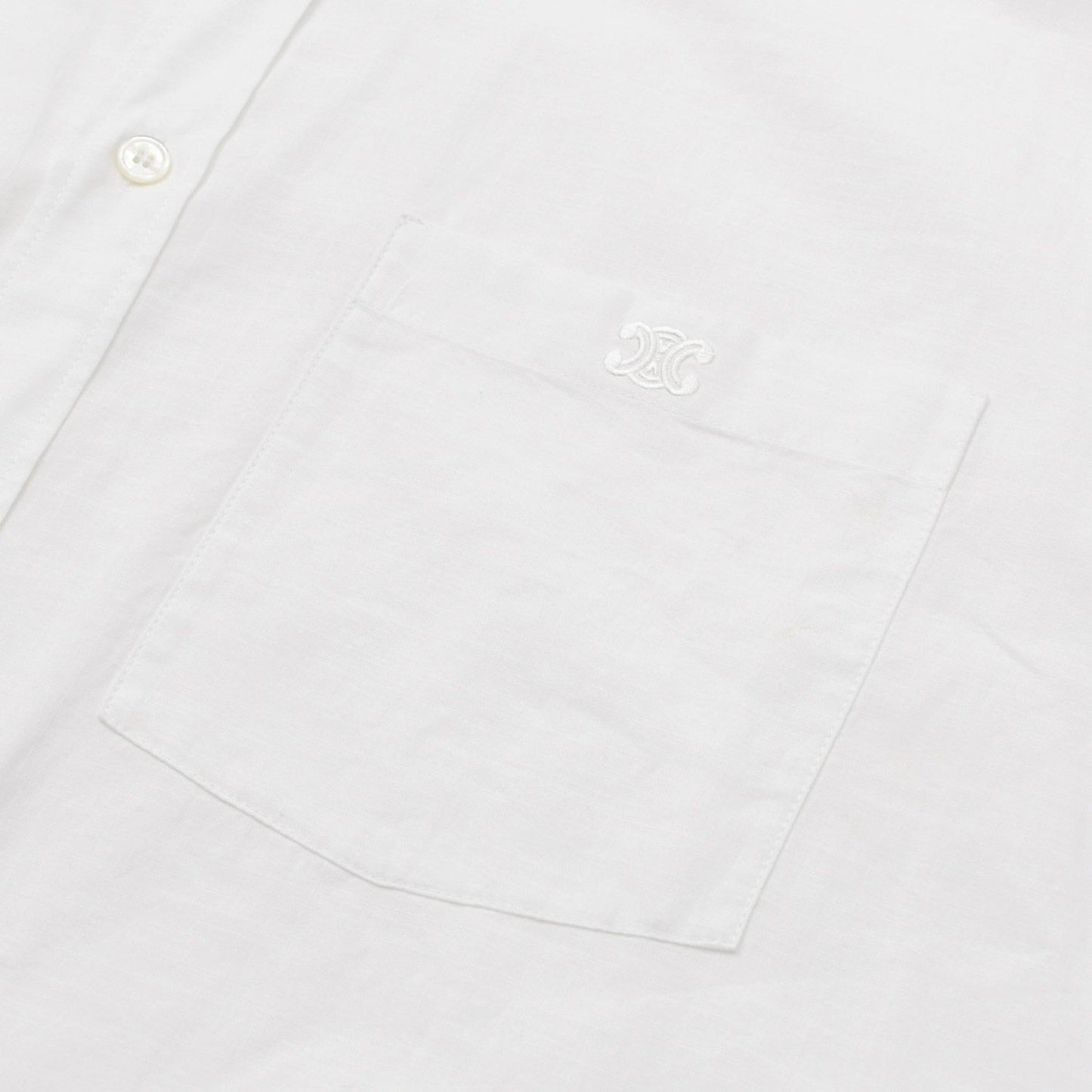 Celine Painter Shirt Dress Triomphe Embroidery White 34 — view 4