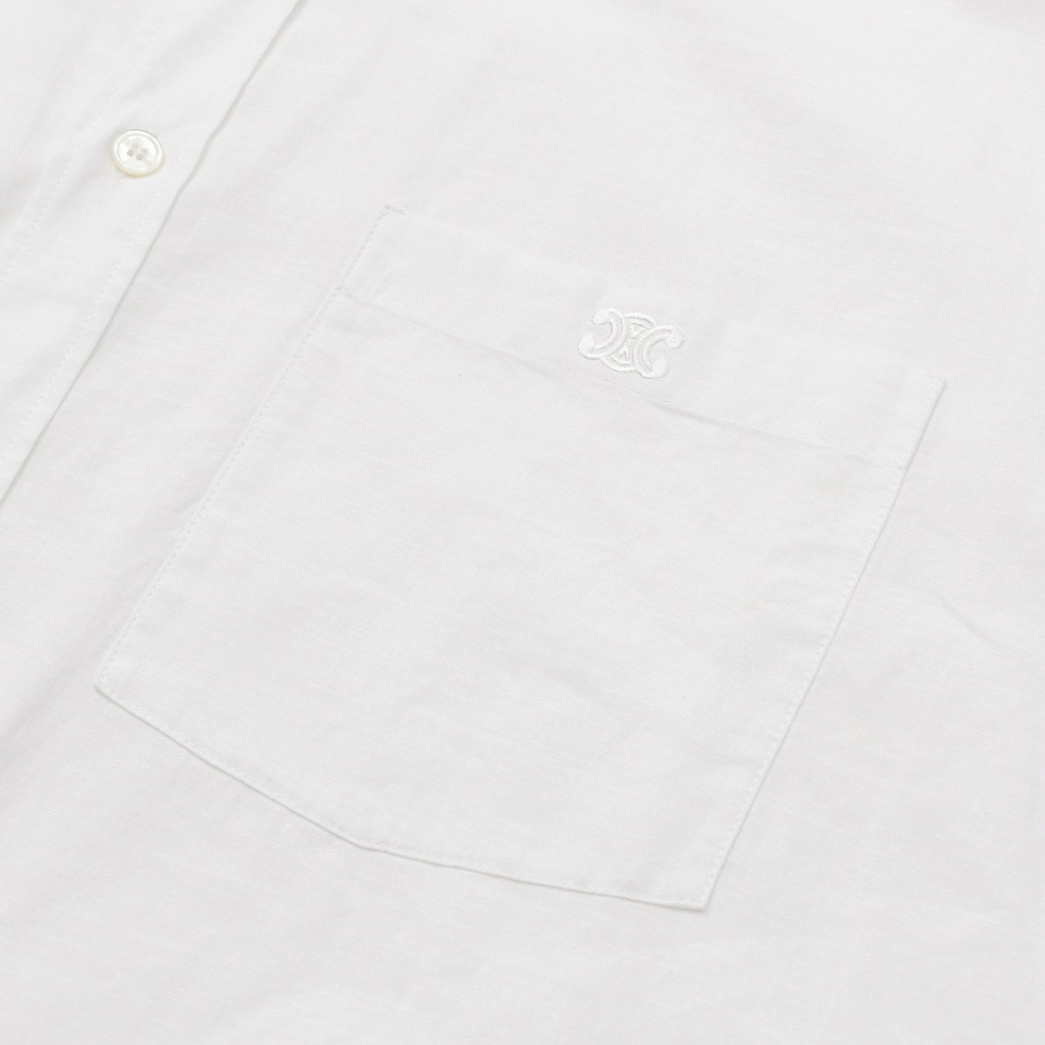 Celine Painter Shirt Dress Triomphe Embroidery White 34 — view 4