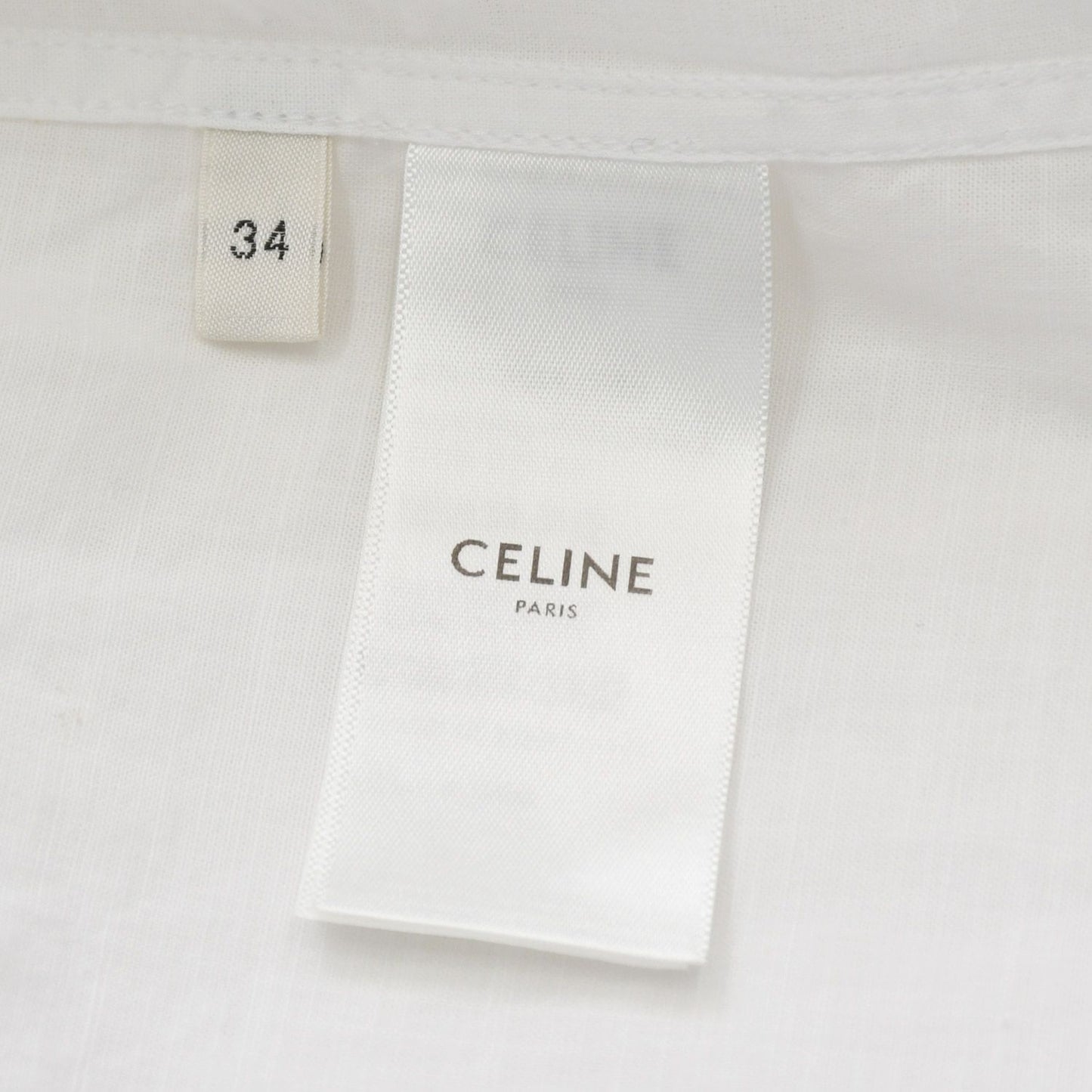 Celine Painter Shirt Dress Triomphe Embroidery White 34 — view 8