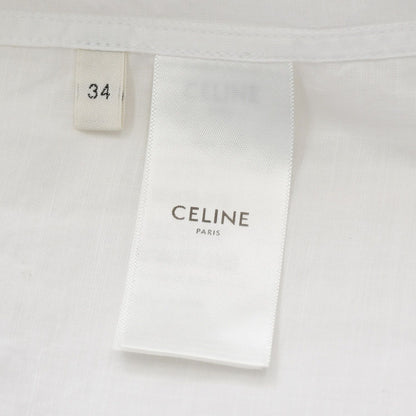 Celine Painter Shirt Dress Triomphe Embroidery White 34 — view 8