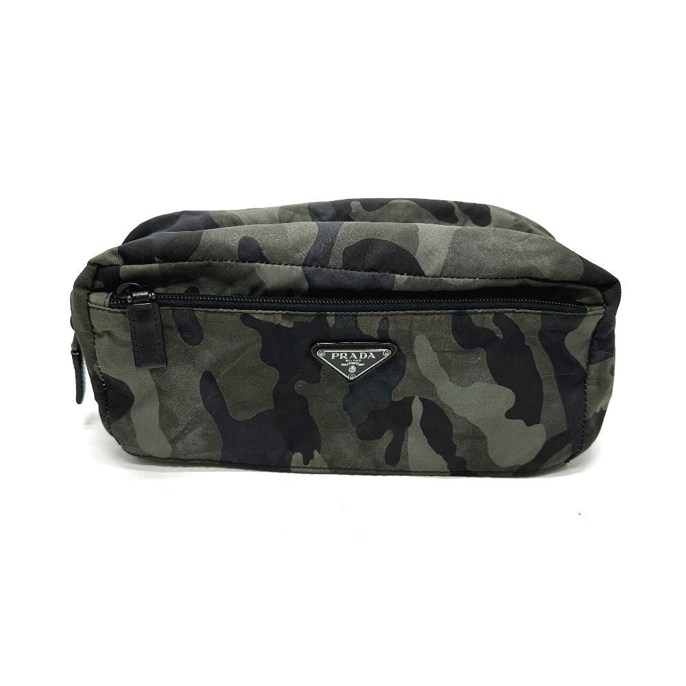 Prada Second Bag Triangle Logo Camouflage Nylon Gray