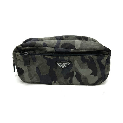 Prada Second Bag Triangle Logo Camouflage Nylon Gray