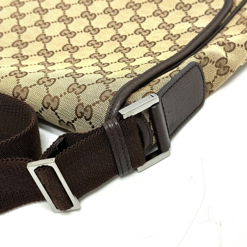 Gucci Shoulder Bag Logo Leather Plate GG Canvas Beige — view 6