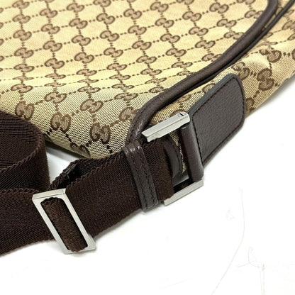 Gucci Shoulder Bag Logo Leather Plate GG Canvas Beige — view 6
