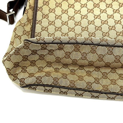 Gucci Shoulder Bag Logo Leather Plate GG Canvas Beige — view 4