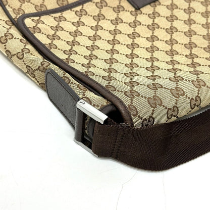 Gucci Shoulder Bag Logo Leather Plate GG Canvas Beige — view 7