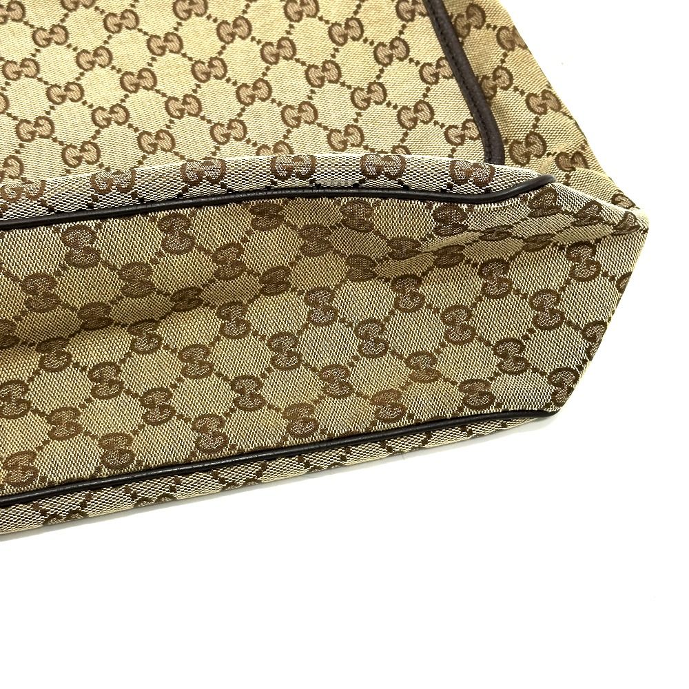 Gucci Shoulder Bag Logo Leather Plate GG Canvas Beige — view 3