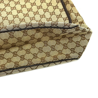 Gucci Shoulder Bag Logo Leather Plate GG Canvas Beige — view 3