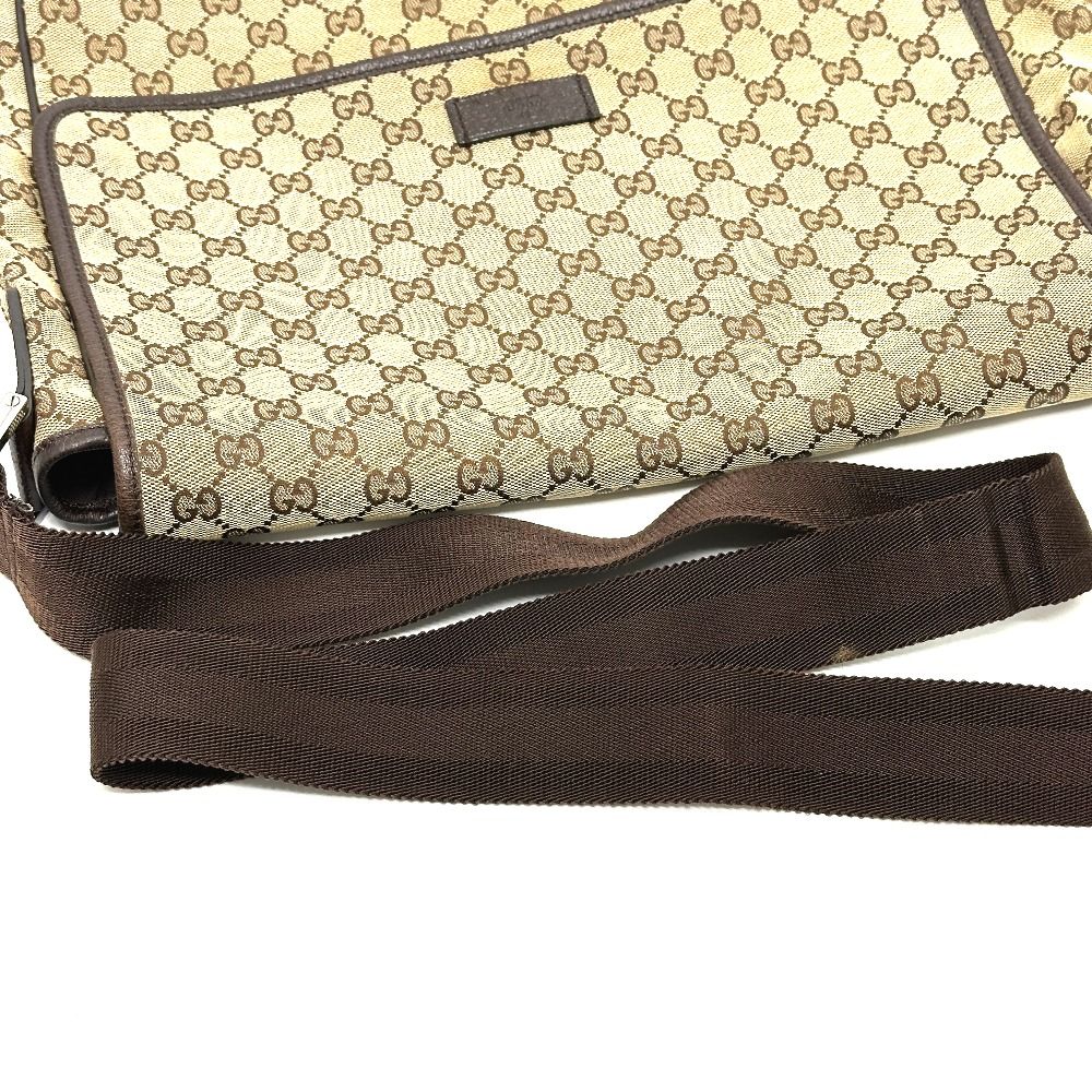 Gucci Shoulder Bag Logo Leather Plate GG Canvas Beige — view 5
