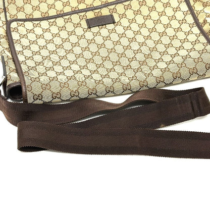 Gucci Shoulder Bag Logo Leather Plate GG Canvas Beige — view 5