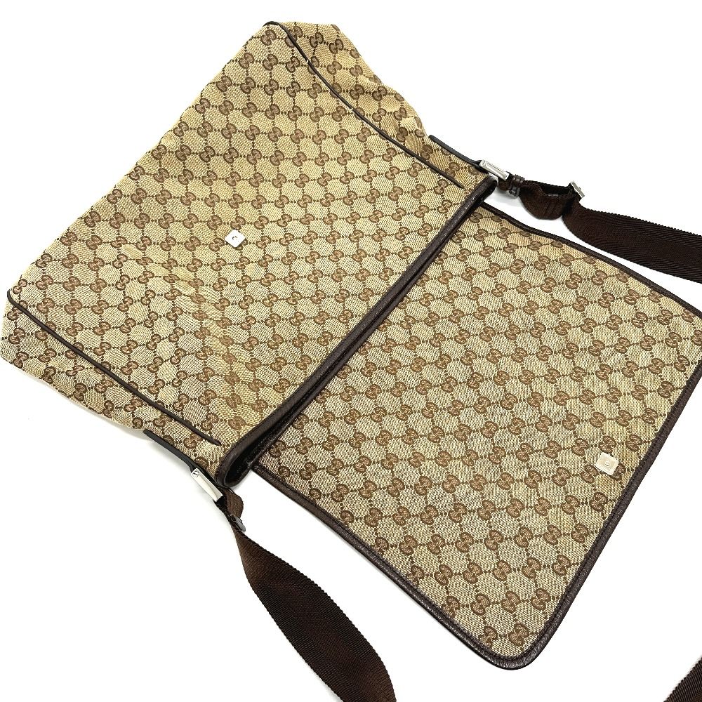 Gucci Shoulder Bag Logo Leather Plate GG Canvas Beige — view 8
