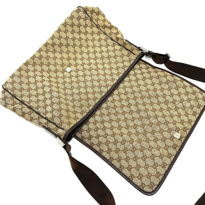 Gucci Shoulder Bag Logo Leather Plate GG Canvas Beige — view 8