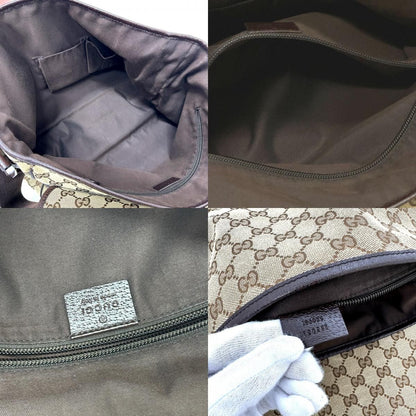Gucci Shoulder Bag Logo Leather Plate GG Canvas Beige — view 9