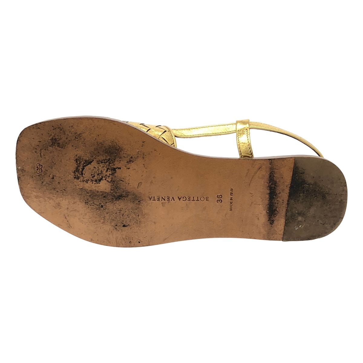 Bottega Veneta Intrecha Tostrap Sandals Gold — view 4