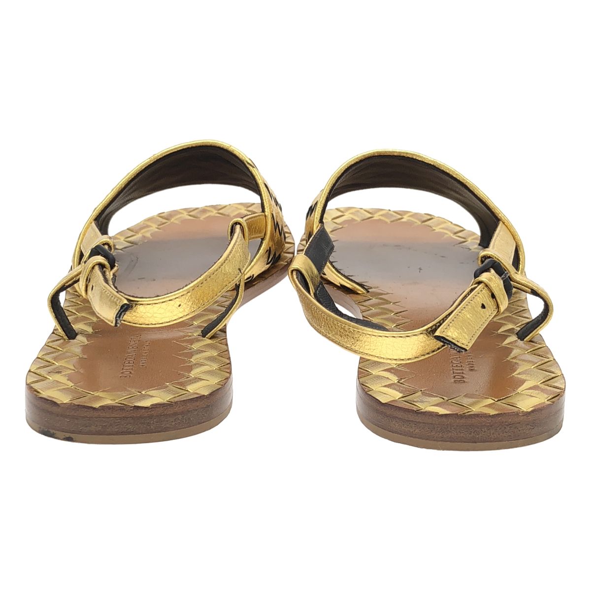 Bottega Veneta Intrecha Tostrap Sandals Gold — view 3