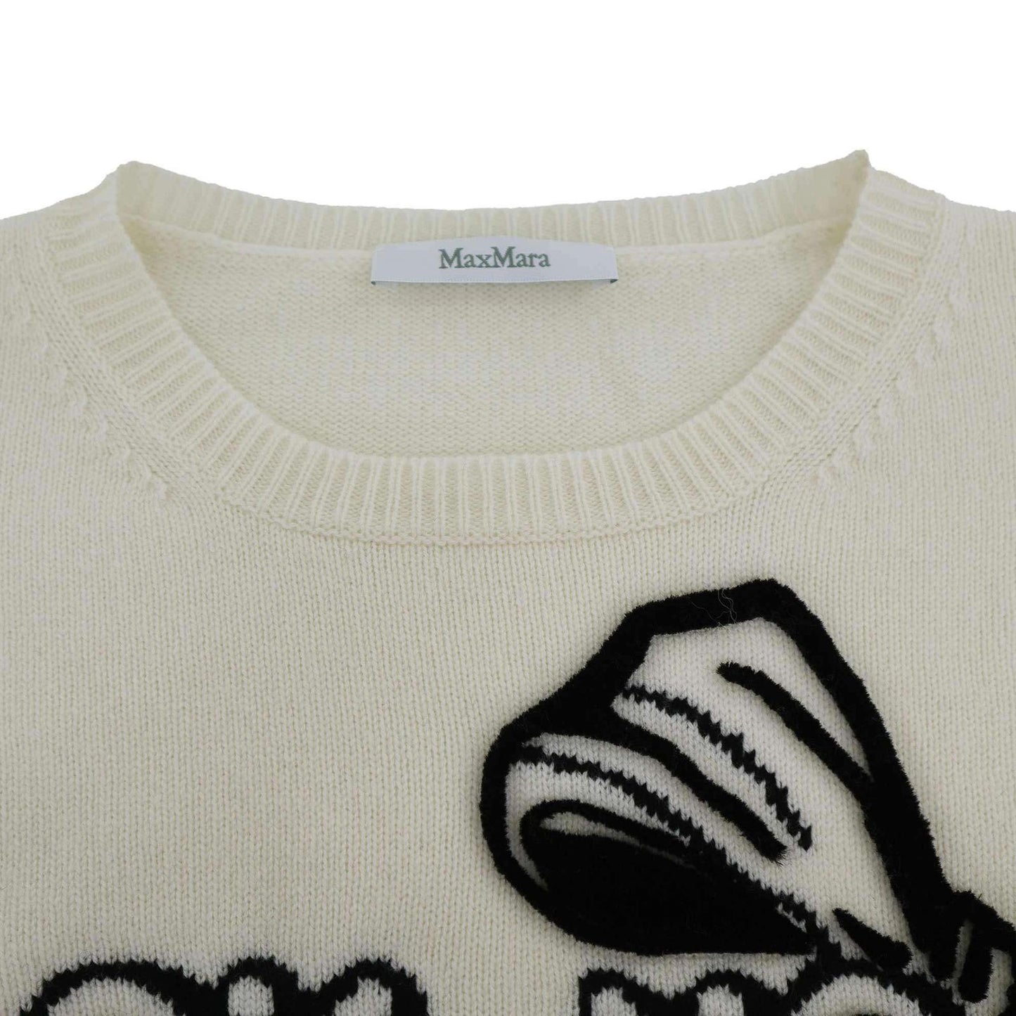 Max Mara Maxmara Macsmart Rough Locky Logo Lukashmiya Knit Sweater White — view 3