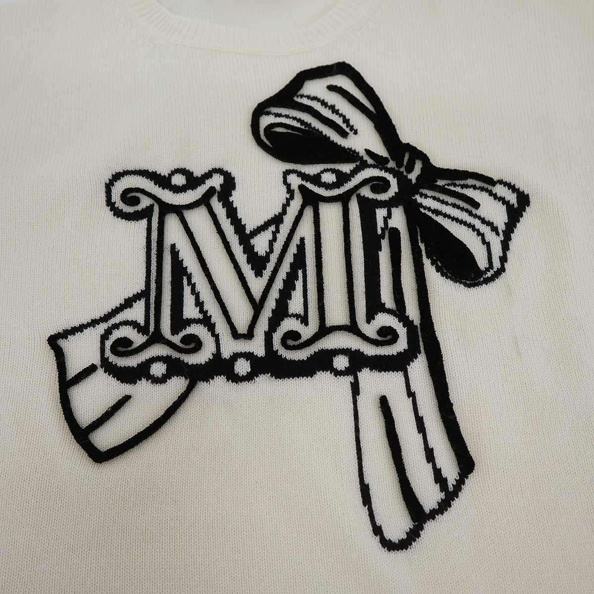 Max Mara Maxmara Macsmart Rough Locky Logo Lukashmiya Knit Sweater White — view 6