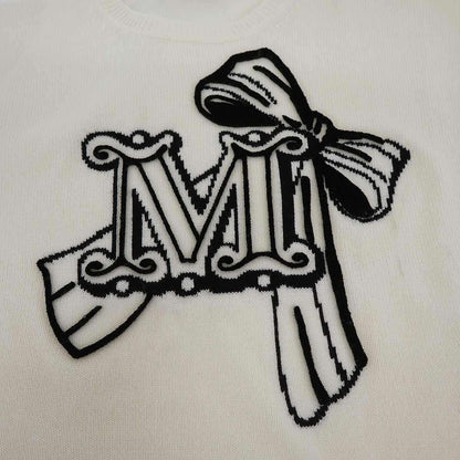 Max Mara Maxmara Macsmart Rough Locky Logo Lukashmiya Knit Sweater White — view 6