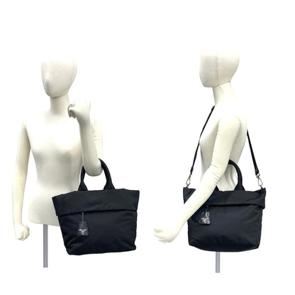 Prada Triangle Logo Nylon Leather Reversible 2-Way Shoulder Bag Black — view 2