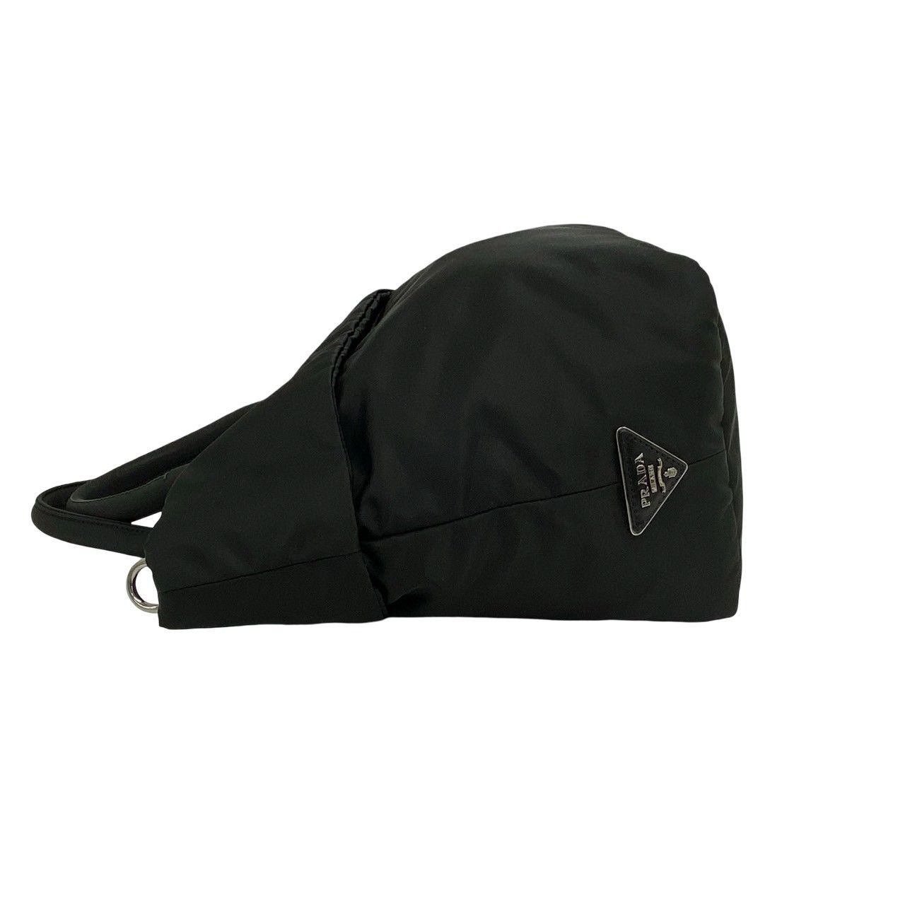 Prada Triangle Logo Nylon Leather Reversible 2-Way Shoulder Bag Black — view 5