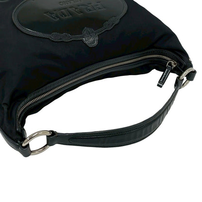 Prada Log Nylon Patent Enamel Handbag Mini Tote Black — view 4