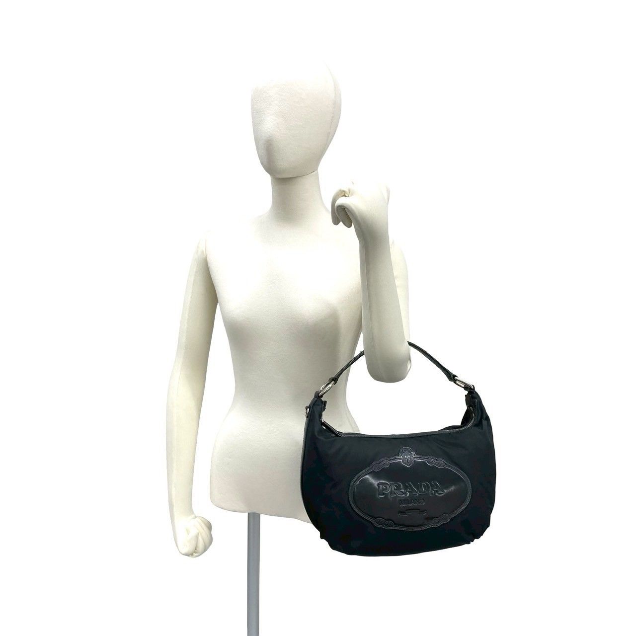 Prada Log Nylon Patent Enamel Handbag Mini Tote Black — view 2