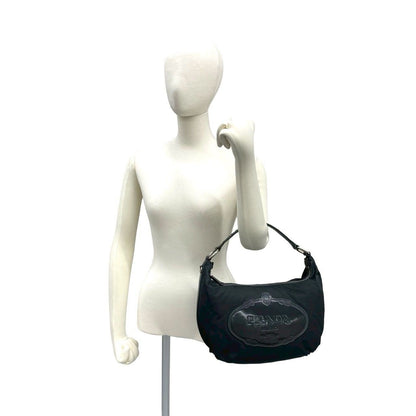 Prada Log Nylon Patent Enamel Handbag Mini Tote Black — view 2