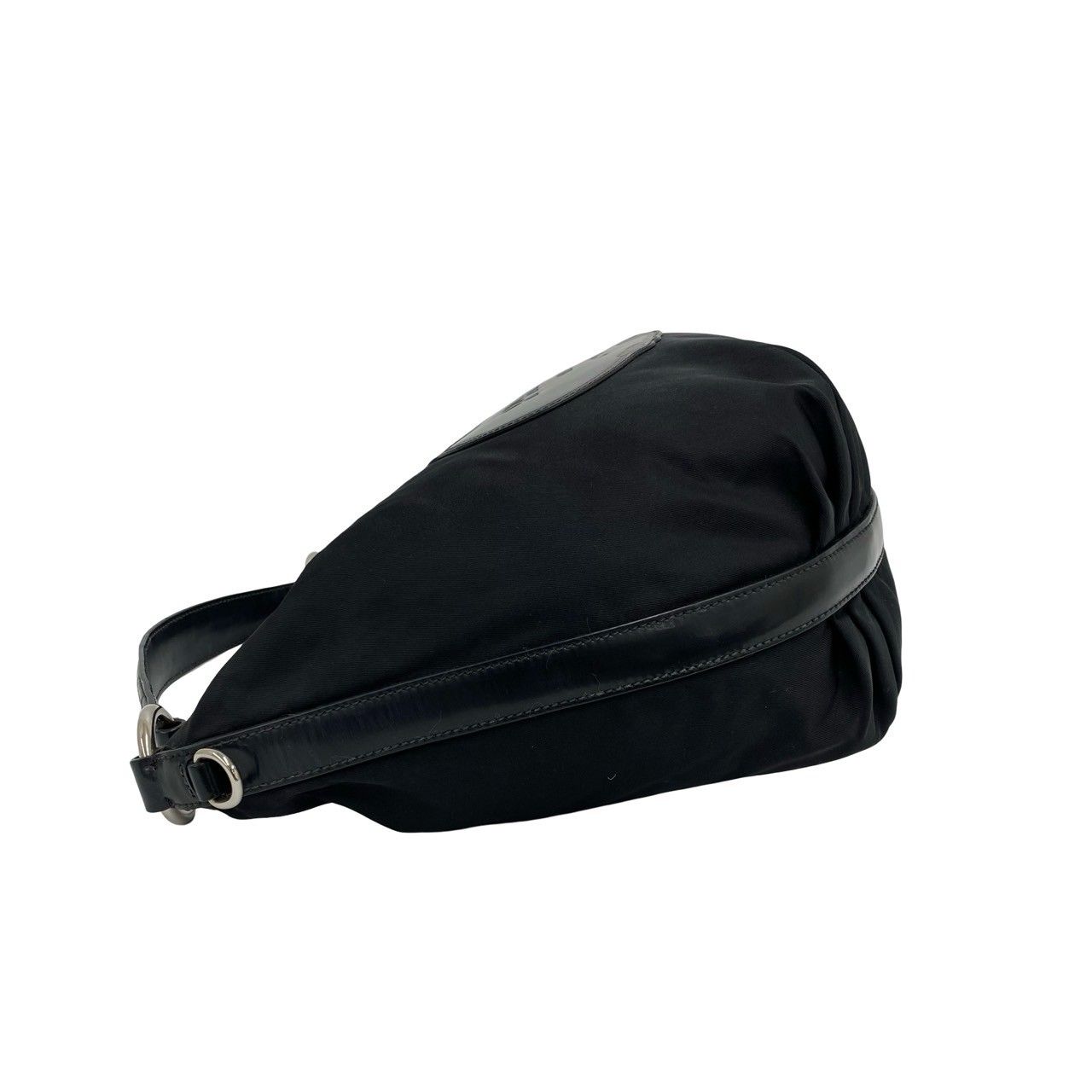 Prada Log Nylon Patent Enamel Handbag Mini Tote Black — view 5