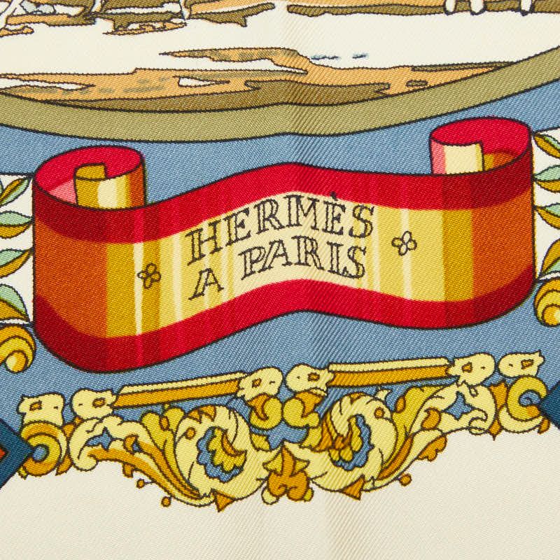 Hermes Carre 90 L'entente Cordiale Franco British Alliance Scarf Multicolor Red — view 3