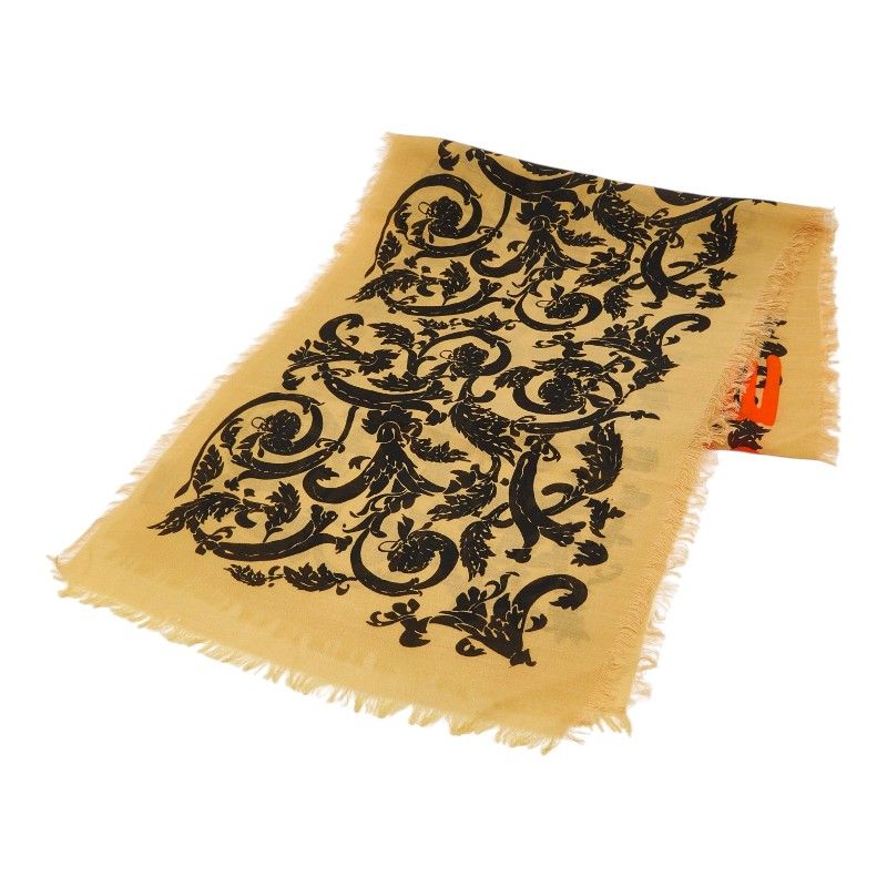 Loewe Shawl Beige Black Cashmere Cotton Scarf