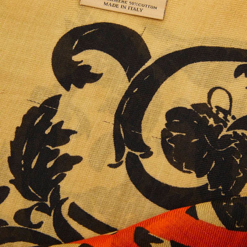 Loewe Shawl Beige Black Cashmere Cotton Scarf — view 4