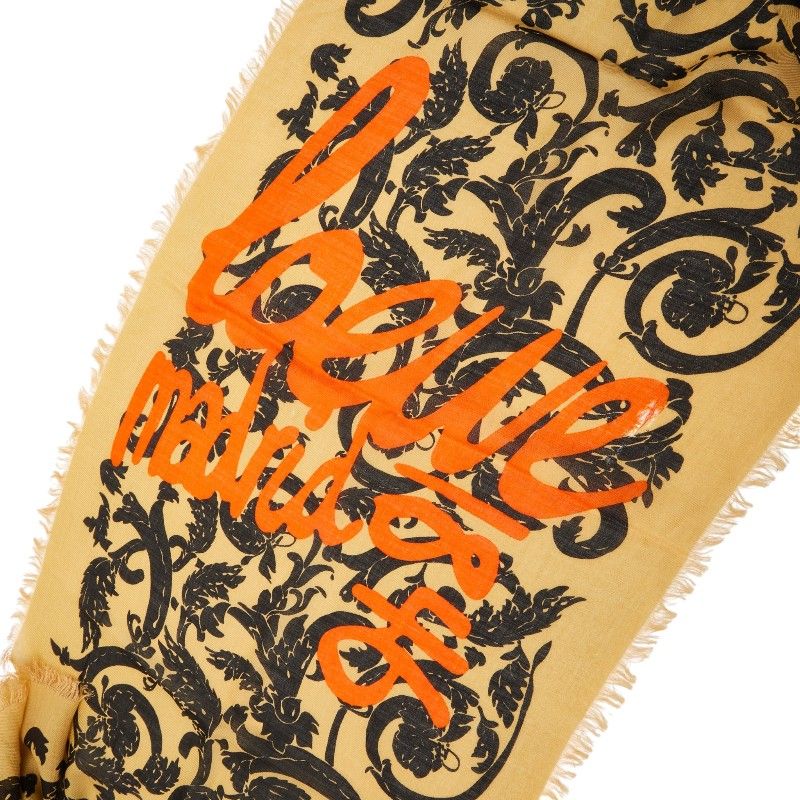 Loewe Shawl Beige Black Cashmere Cotton Scarf — view 5