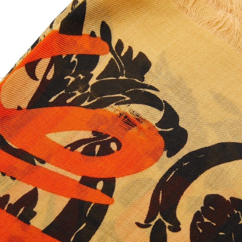 Loewe Shawl Beige Black Cashmere Cotton Scarf — view 6