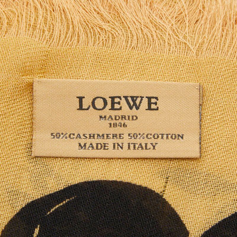 Loewe Shawl Beige Black Cashmere Cotton Scarf — view 8