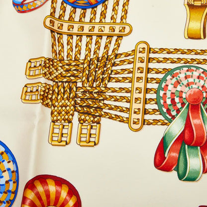 Hermes Carre 90 les Rubans du Cheval Horse Ribbon Scarf Multicolor Blue Silk — view 4