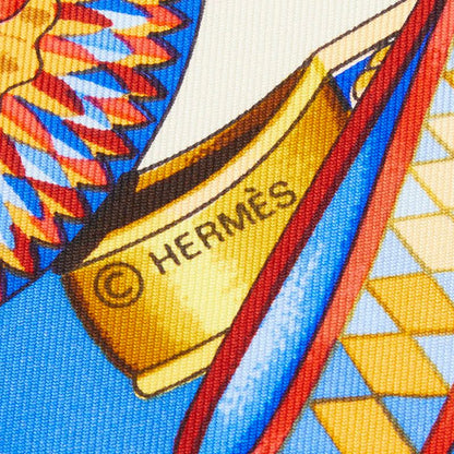 Hermes Carre 90 les Rubans du Cheval Horse Ribbon Scarf Multicolor Blue Silk — view 5