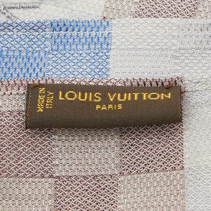Louis Vuitton Damier Large Scarf Shawl Brown Gold Silk Wool — view 6