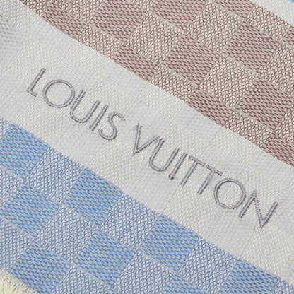 Louis Vuitton Damier Large Scarf Shawl Brown Gold Silk Wool — view 4