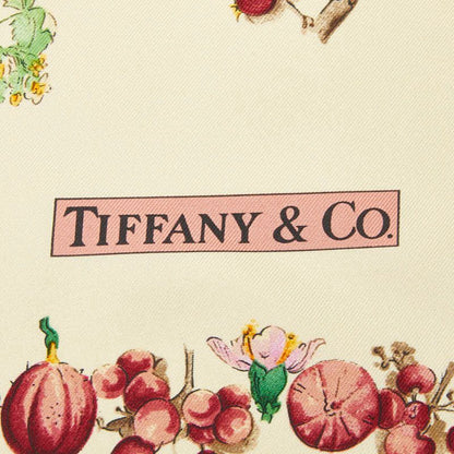 Tiffany & Co Botanical Flower Print Scarf Ivory Multicolor Silk — view 2