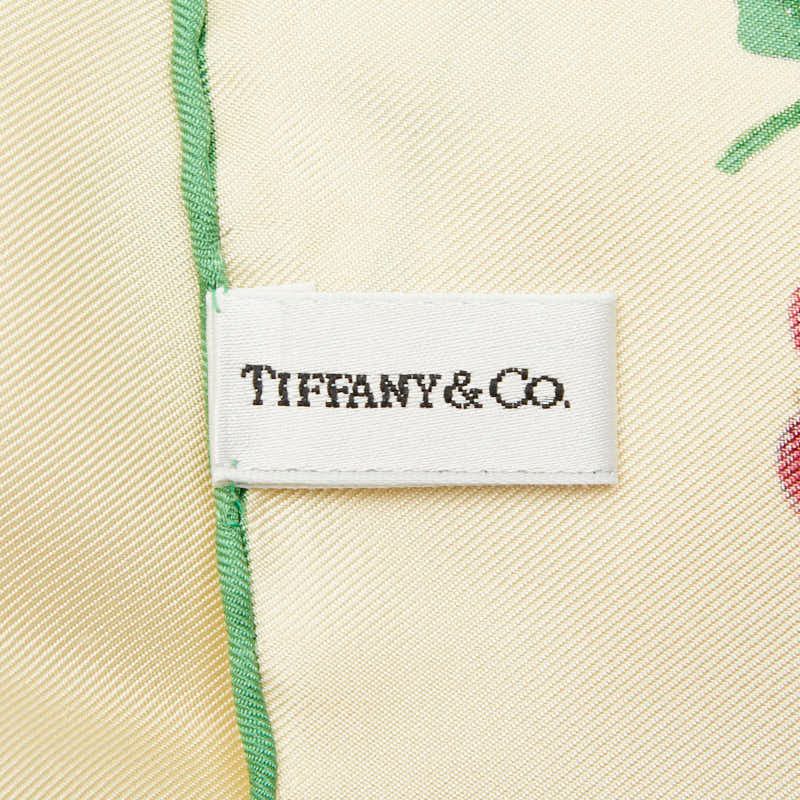 Tiffany & Co Botanical Flower Print Scarf Ivory Multicolor Silk — view 3