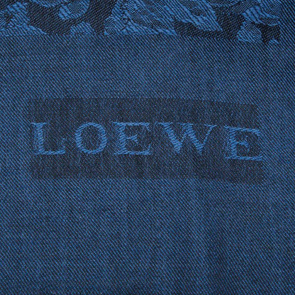 Loewe Anagram Flower Motif Shawl Navy Scarf — view 3