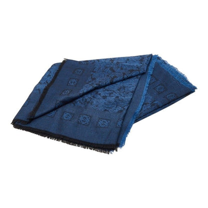Loewe Anagram Flower Motif Shawl Navy Scarf — view 2