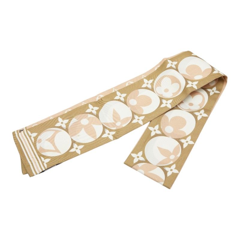 Louis Vuitton Bandeau Monogram Marbles Scarf Beige Green Silk