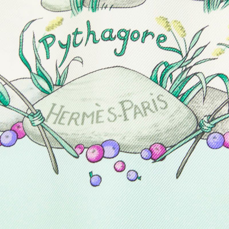 Hermes Carre 90 Pythagore Pythagoras Scarf Green Silk — view 7