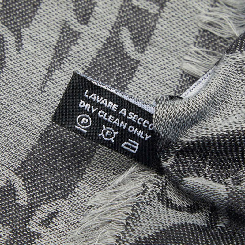Gucci GG Fringe Large Shawl Gray Silk Wool Scarf — view 4