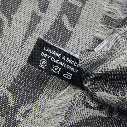 Gucci GG Fringe Large Shawl Gray Silk Wool Scarf — view 4