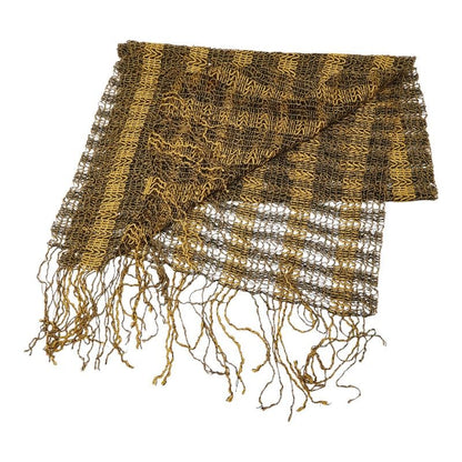 Fendi Pecan Knitted Fringe Logege Shawl Yellow Black Rayon Scarf — view 2