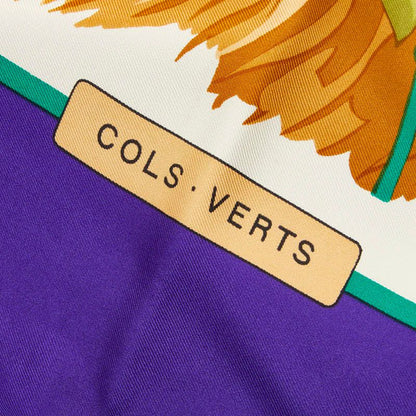 Hermes Cols Verts Mallard Duck Bird Scarf Purple Beige Silk — view 4